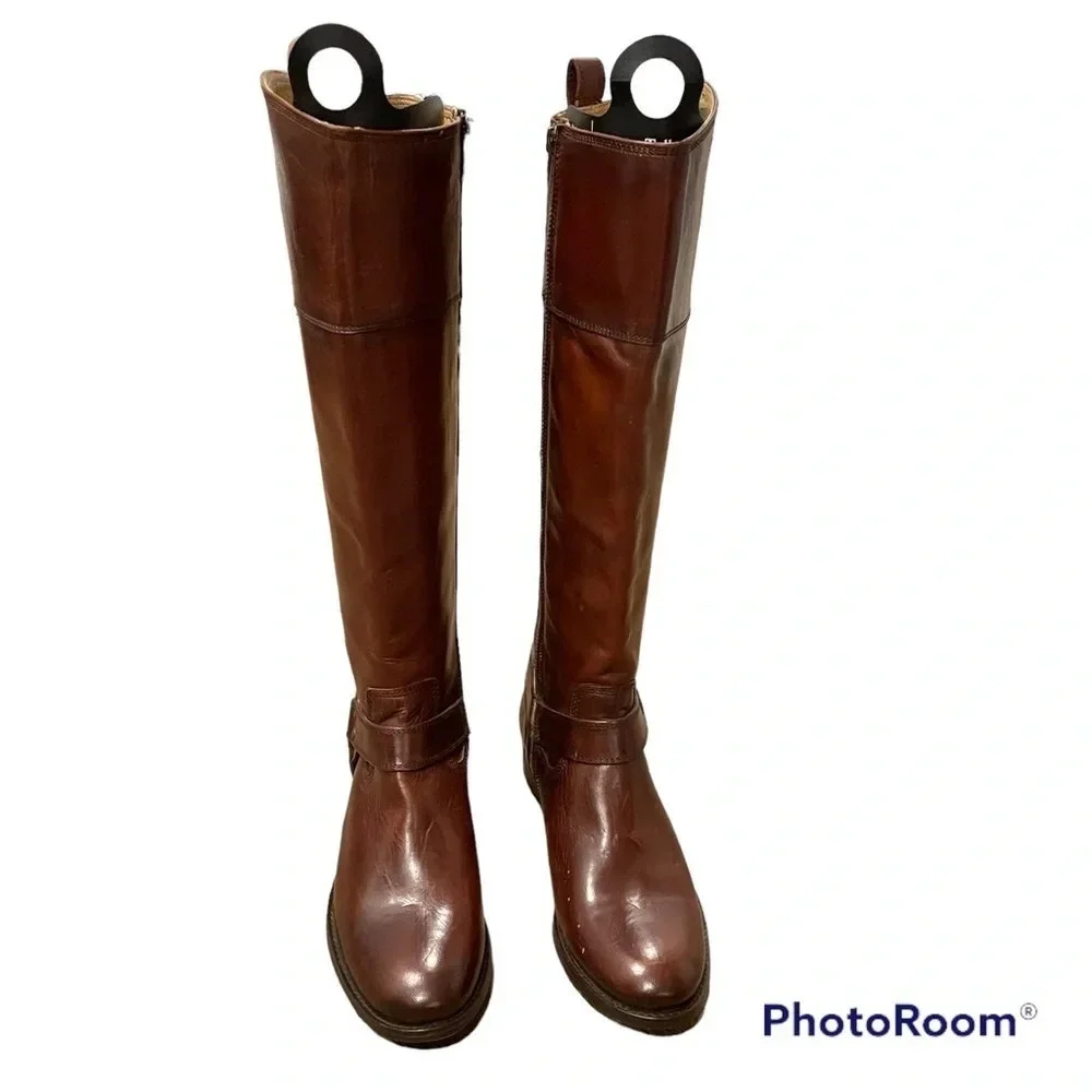 NWT FRYE Leather Melissa Harness Inside-Zip Boot 7 in Redwood